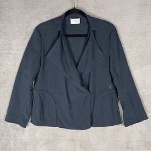 Akris Punto Lightweight Sheer Wool Blazer Women's US 6 Black Button Lagenlook‎